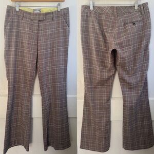 Vintage 90s Rave Brown Plaid Low Rise Trouser Flare Pants